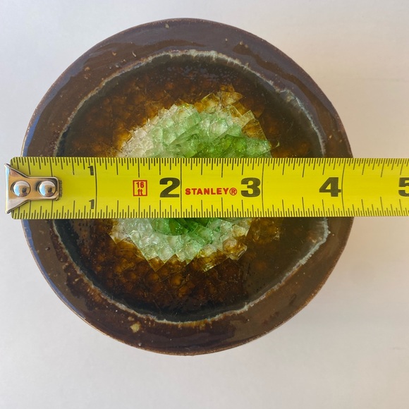 Handmade Ceramic Pottery Coasters with Crushed Glass/Crystal Center - Picture 6 of 9